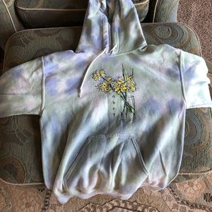 Pastel tiedie obey hoodie yellow flowers
